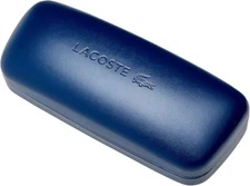 Lacoste Sunglasses Eyeglasses Hard Case, Faux Leather Eyewear Case, Blue