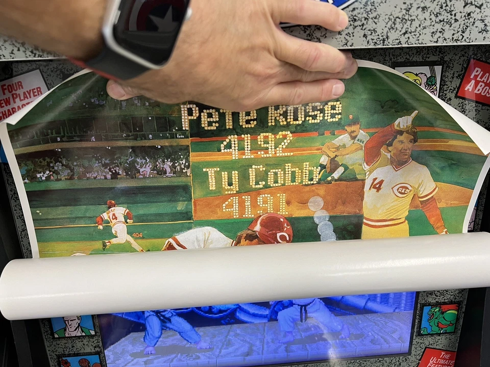 Impresión artística 1985 Pete Rose 4192 Cobb 4191 de Andrew Buttram en tubo de envío rojo Foto 3 de 4