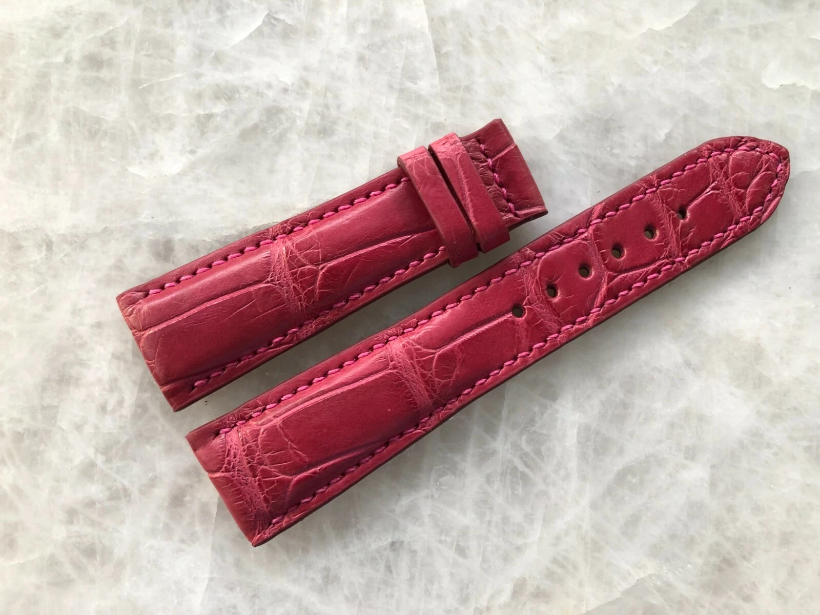 22mm/18mm Burgundy Alligator Crocodile Embossed Leather Watch Strap Band