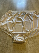 SISSY PANTY NATIONAL 100 NYLON BABY SATIN LACE PANTY 1980s PLUS SIZE 12 VTG