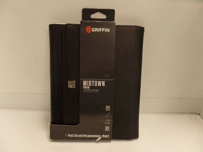 Griffin Midtown Folio Leather Case for iPad 2 3rd and 4th Gen Black w/ Notepad