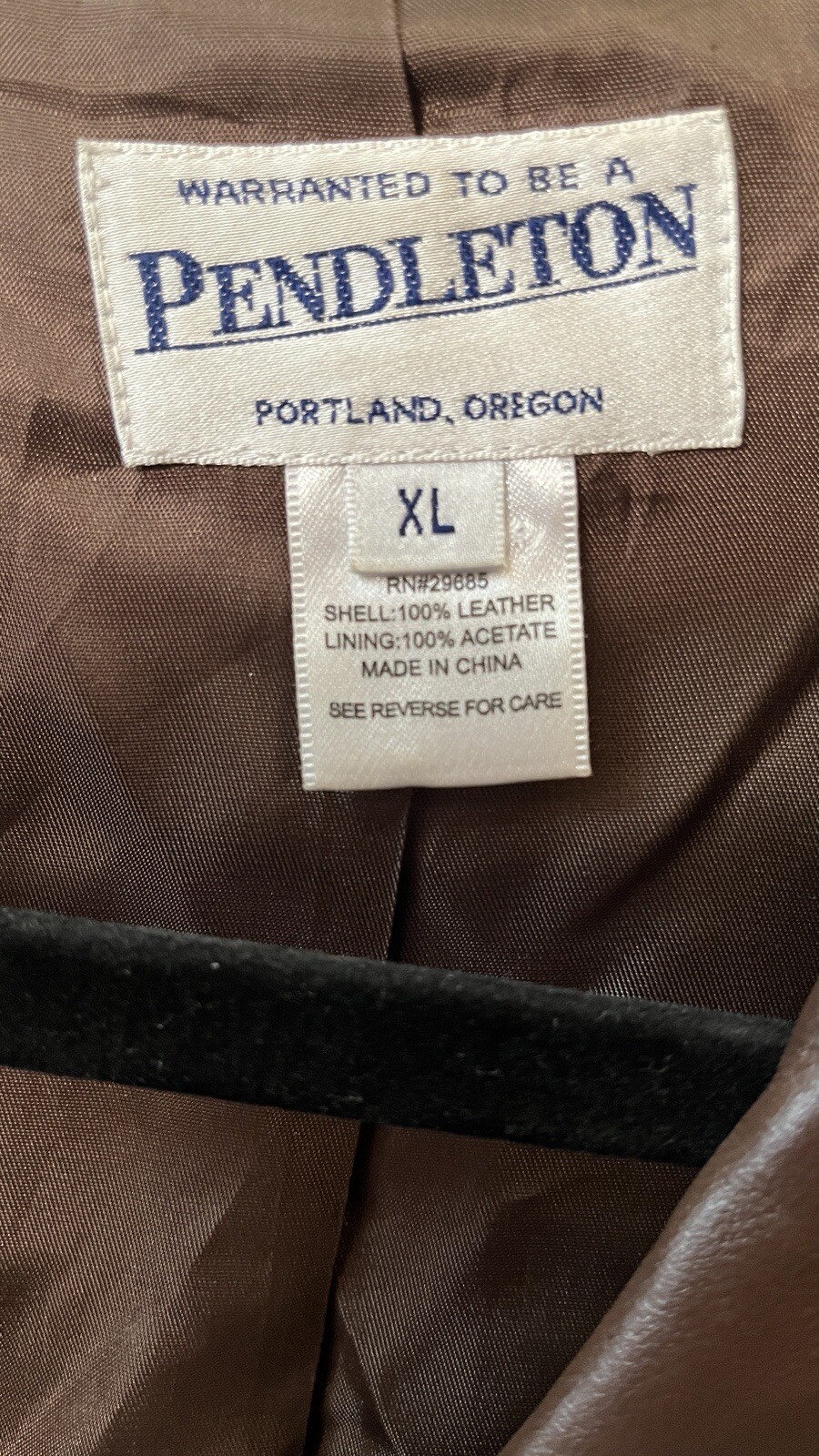 Pendleton Leather Jacket XL 3 Button Brown Acetat… - image 3