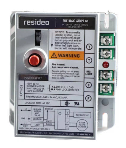 RESIDEO R8184G4009 (TRADELINE 120V 60HZ S-SWITCH 45 SEC .2A THERMSTAT LED FOR L)