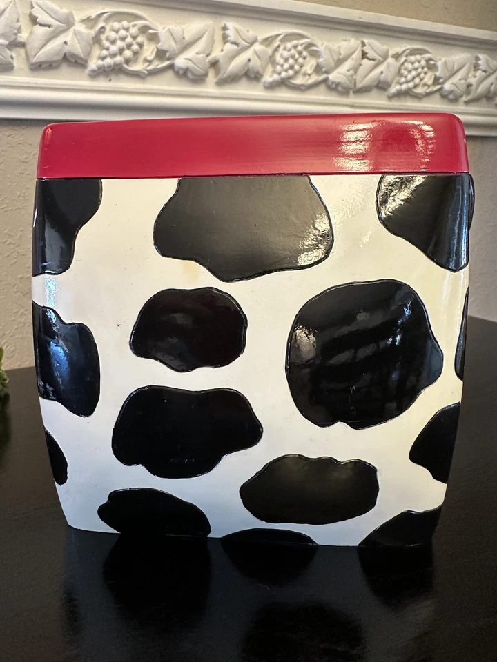 Jane Kitching Tissue Holder Pink , Black, And White Cow Print 🌸 - Image 4 of 4