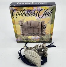 Longaberger Basket 2000 Cottage Gate Pewter Tie-On/Pin~Collectors Club-NEW 73326