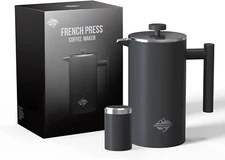 CrossCreek French Press Coffee Maker, 304 Stainless Steel Coffee Press 34oz