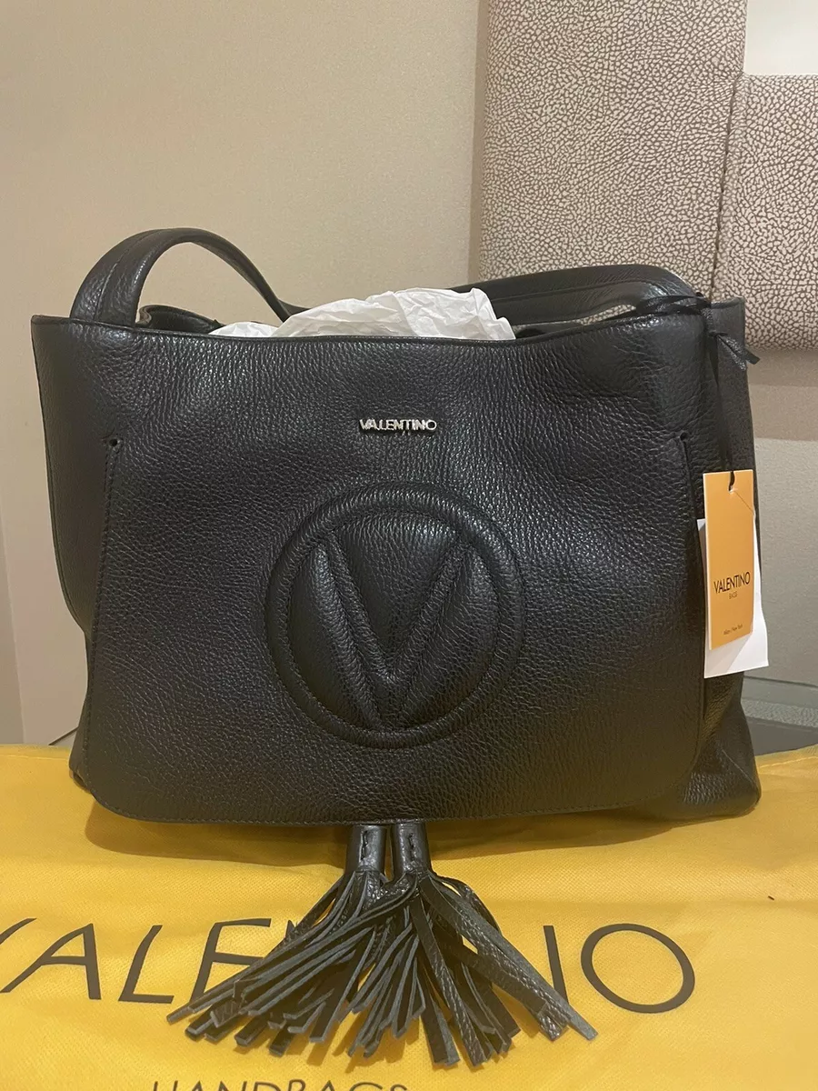 Valentino by Mario Valentino Ollie Black Leather Large Tote Bag Italy New