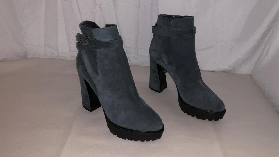 39/US8.5❤️Nicholas Kirkwood GAMUZA CUERO TACÓN ALTO BOTINES BOTÍN ITALIA Foto 3 de 4