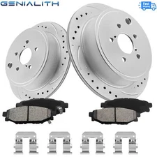 Rear Drilled Slotted Rotors + Brake Pads for  2009-2013 Subaru Forester Impreza