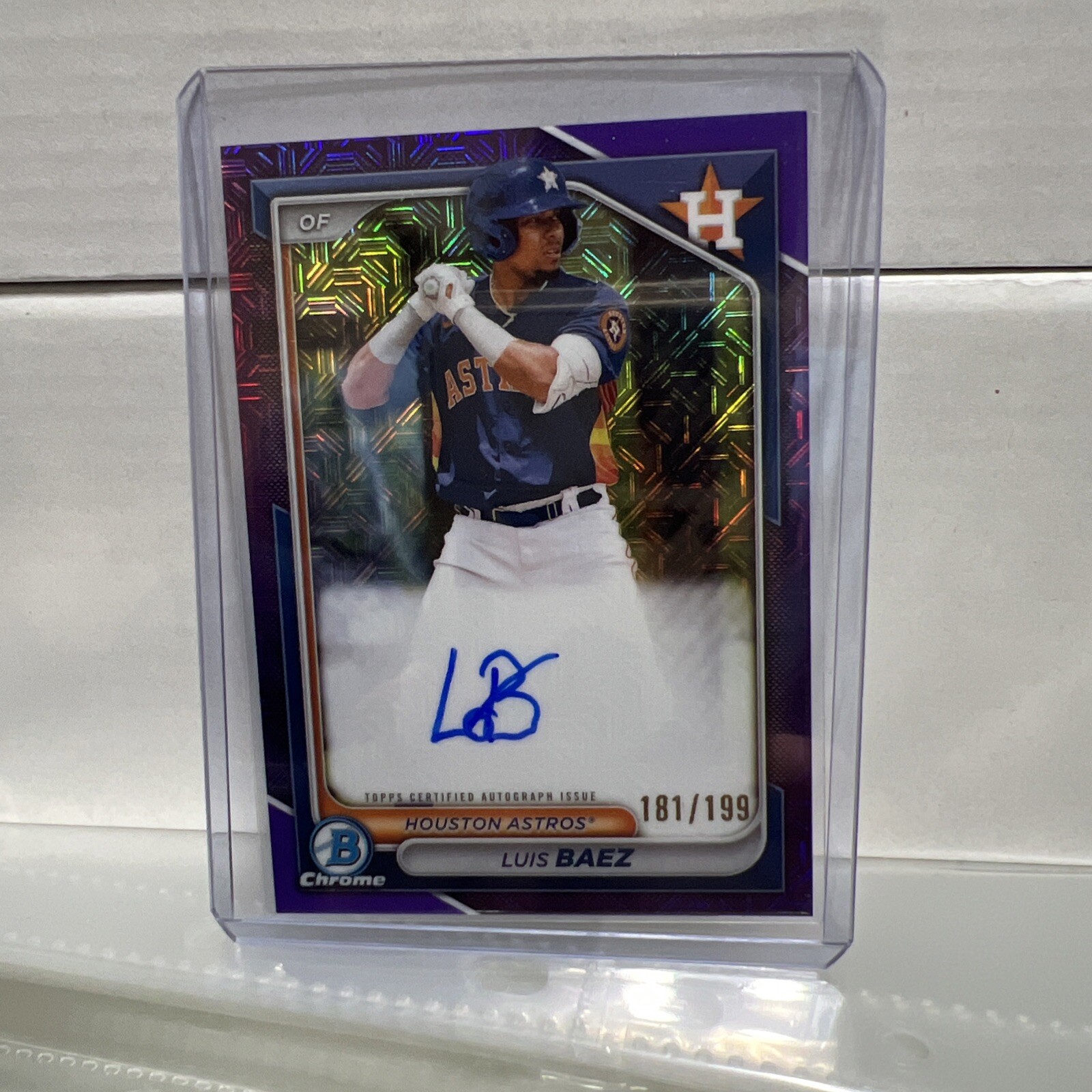 2024 Bowman Mega Luis Baez Purple Auto /199 Houston Astros BMA-LB