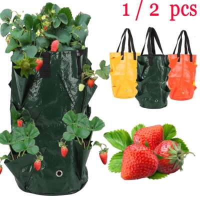 10 Slots Garden Upside Down Hanging Planting Strawberry Tomato Bags Grow Planter