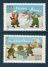 SERIE TIMBRES 3437-3438 NEUFS XX LUXE - BONNE ANNEE ET MEILLEURS VOEUX