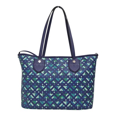 Bally Bernina SM Tote Bag Women's PVC Blue x Green [Used]