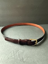 VTG ETIENNE AIGNER Belt Womens SZ 26 Oxblood Leather Gold Tone Signature Buckle