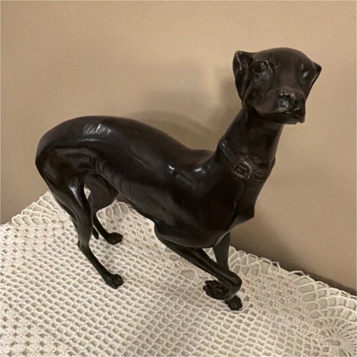 Bronze Greyhound Dog Figurine Sculpture Collectible Decorative Art Statue 12”