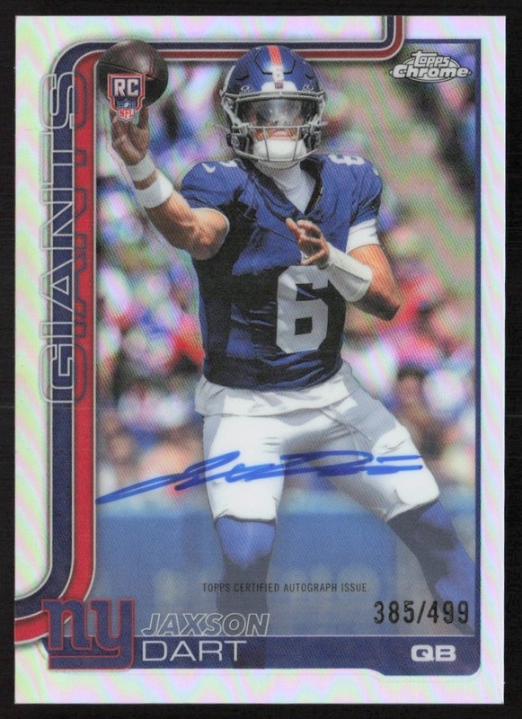 2025 Topps Chrome Autographs Refractor 385/499 Jaxson Dart Rookie Auto R6220J