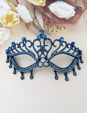 Sapphire Masquerade Mask, Crystal Eye Mask, Prom Ball Mask, Mardi Gras Mask