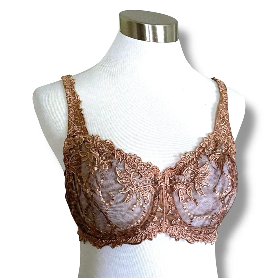 Sujetador Lunaire 36D Sevilla Tostado Encaje Estampado Animal Semi Demi Con Aros Transparente 14013 Foto 2 de 4