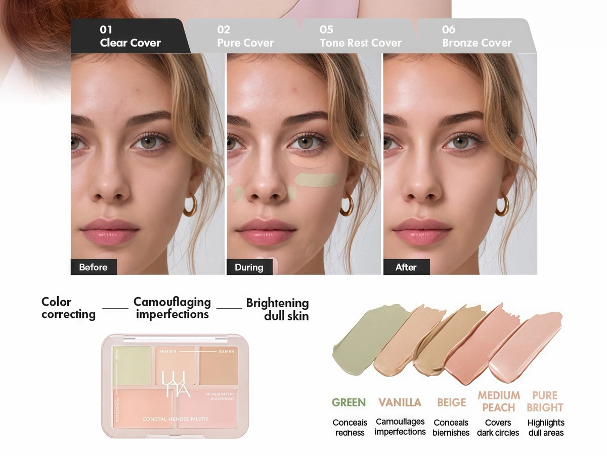 LUNA Colour Corrector Brightening Concealer Makeup Palette | 01 CLEAR COVER