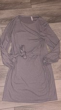 Lionstill Size Medium Women’s Gray Midi Dress Wrap/Tie Waist EUC