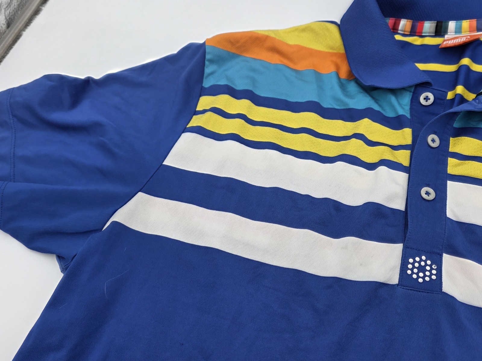 Puma Large Polo Striped Multicolor Sport Lifestyle Colorblock Golf Performance thumbnail 5