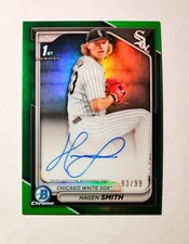 Hagen Smith 2024 1st Bowman Chrome AUTO Prospect GREEN REFRACTOR 93/99 RC J6
