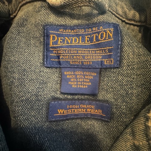 VTG Pendleton Denim Wool Jacket High Grade Western Wear Aztec Sz XL 25/27’ - Picture 5 of 11
