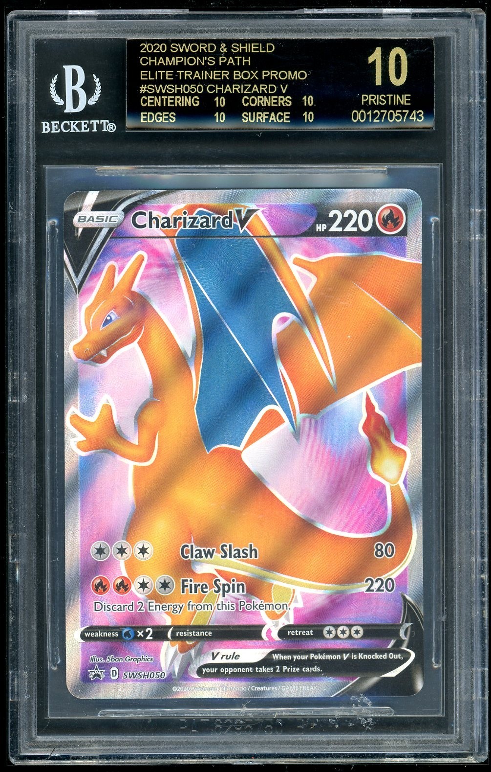 Pokemon Charizard V 2020 SSH Champion's Path ETB Promo BGS 10 Black Label