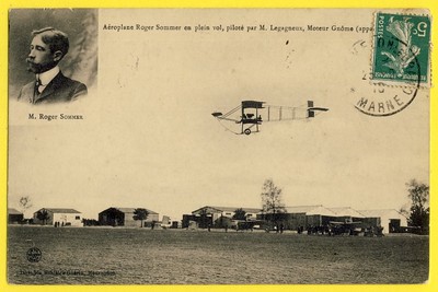 cpa MOURMELON LE GRAND 1910 FLUGPLATZ Hangars FLUGZEUG Roger SOMMER