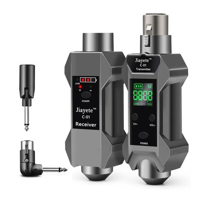 UHF Wireless XLR Transmitter & Receiver, Dynamic Microphone Adapter, 8 Hours ...
