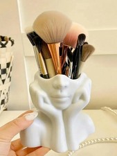 Face Shape Makeup Brush Holder Art Design Cosmetic Organizer Desktop Storage