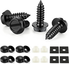 Rustproof Stainless Steel License Plate Screws - 4 Sets Black Zinc Bolts