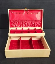 Vintage Buxton Jewelry Box With Red Velvet Lining And Multiple Compartments
