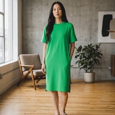 Alice And Olivia Catalina Shift Dress M Kelly Green Knee S/S Colorful Preppy