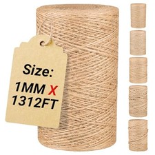 Natural Jute Twine String 1mm x 1312ft Bulk Jute Rope for Crafting, 1mm x 400m