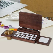 Watercolor Paint Box Wood Paint Tray Traveling Gouache Mixing Tray Handmade