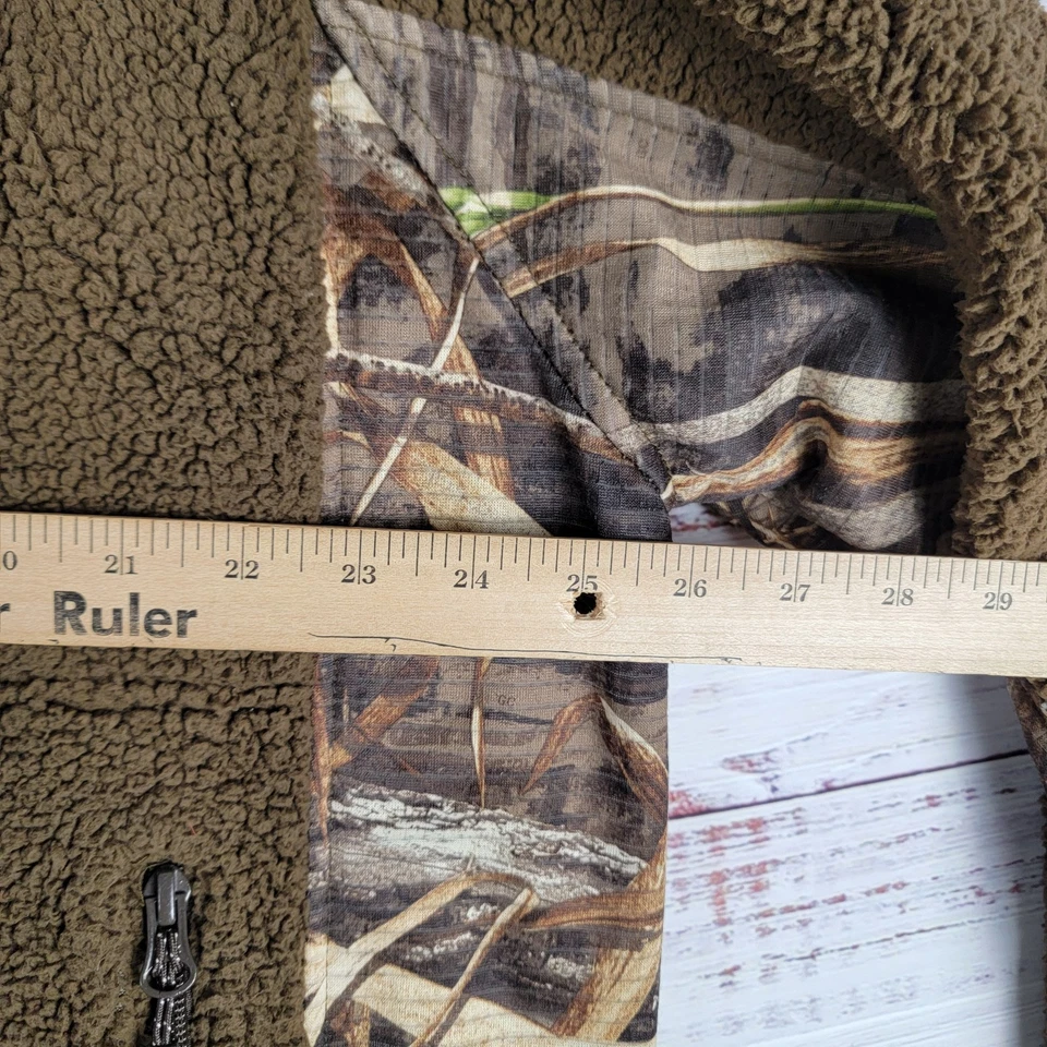 Drake Waterfowl Mens Size L MST Camo Sherpa Fleece Hybrid Liner Full Zip *LOGO* - Image 3 of 4