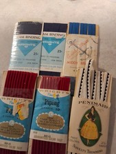 Lot - Vintage 6 Sewing Seam Binding, Piping, Braid, Novelty Trim