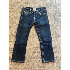 LA Idol USA Cropped Jeans Womens Low Rise Zip Fly Contrast Stitch- Size 3