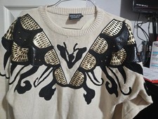Pierre Cardin Beige Sweater with Black and Gold Accents