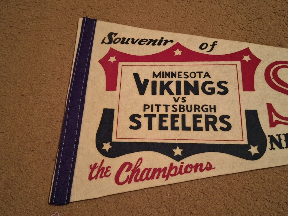 PITTSBURGH STEELERS VINTAGE GALHARDETE SUPER BOWL IX MUITO RARO - Imagem 2 de 4