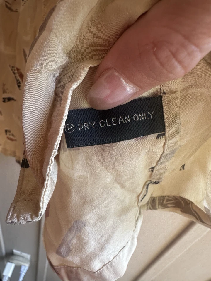 男式轴心短袖丝绸纽扣夏季轻便衬衫大号米色 — 第 4/4 张图片