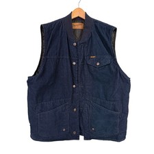 Wrangler Men's Rancher Vest Blue Corduroy Quilted Sleeveless Jacket Size Large