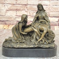 Echte Bronze Krippe Heilige Familie Maria Baby Jesus Josef Statue Figur