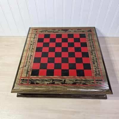 Ducks Unlimited Hunting Wood Chess Checker Tic Tac Toe Flip Top Game Board