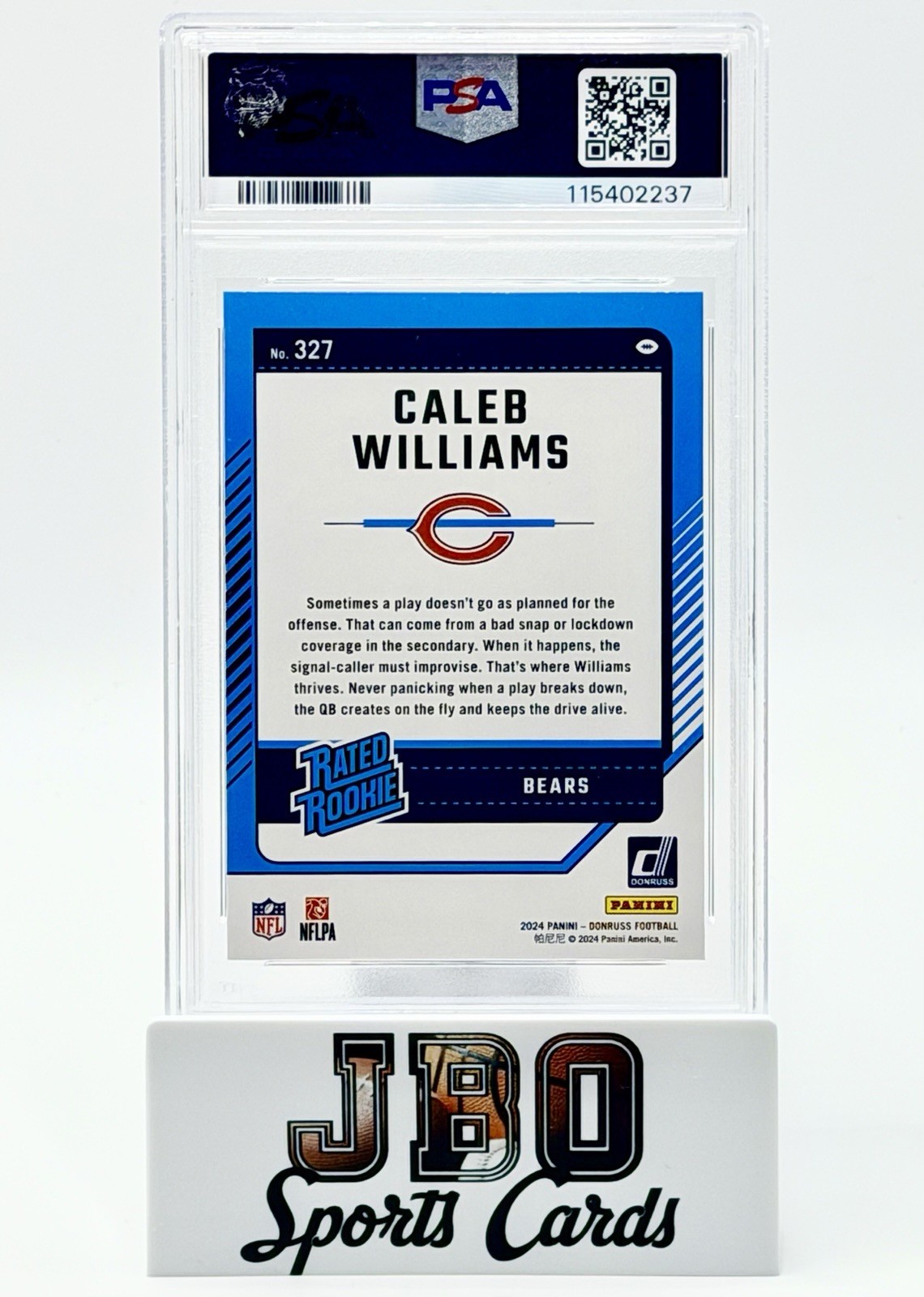 2024 Panini Donruss Caleb Williams Rated Rookie #327 - Chicago Bears RC (PSA 9) view 2