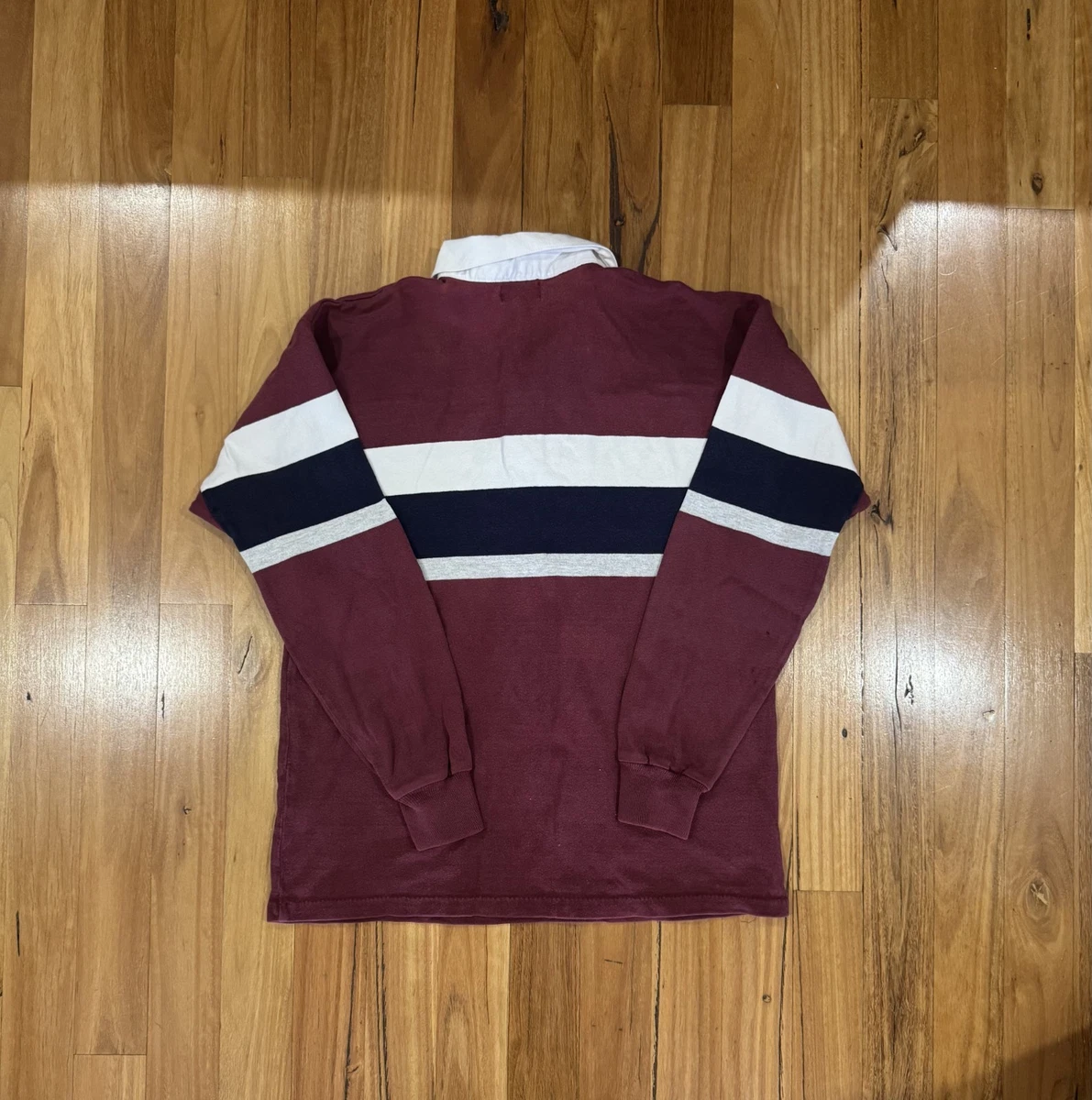 Vintage LL Bean Rugby Shirt Mens Large Heavy Cotton 80s Made in USA Polo