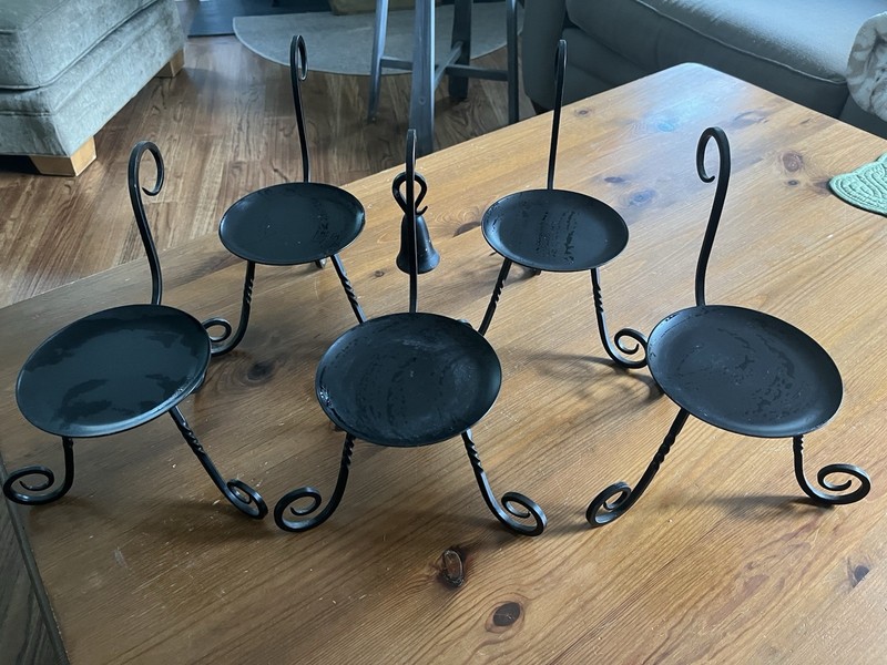 5 Party Lite Metal Chair Candle Holders With 1 Snuffer