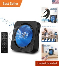Compact Desktop CD Player with Dual Stereo Speakers  FM Radio - Modern Design