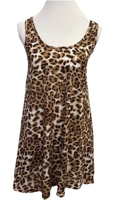 BB Dakota Womens XS Dress Scoop Neck Sleeveless Light Sheer Silky Animal Prints